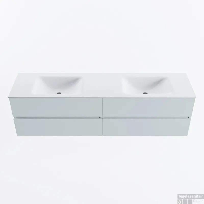 Nieuw MONDIAZ VICA 180cm badmeubel onderkast Clay 4 lades. Wastafel CLOUD dubbel 2 kraangaten, kleur Talc.