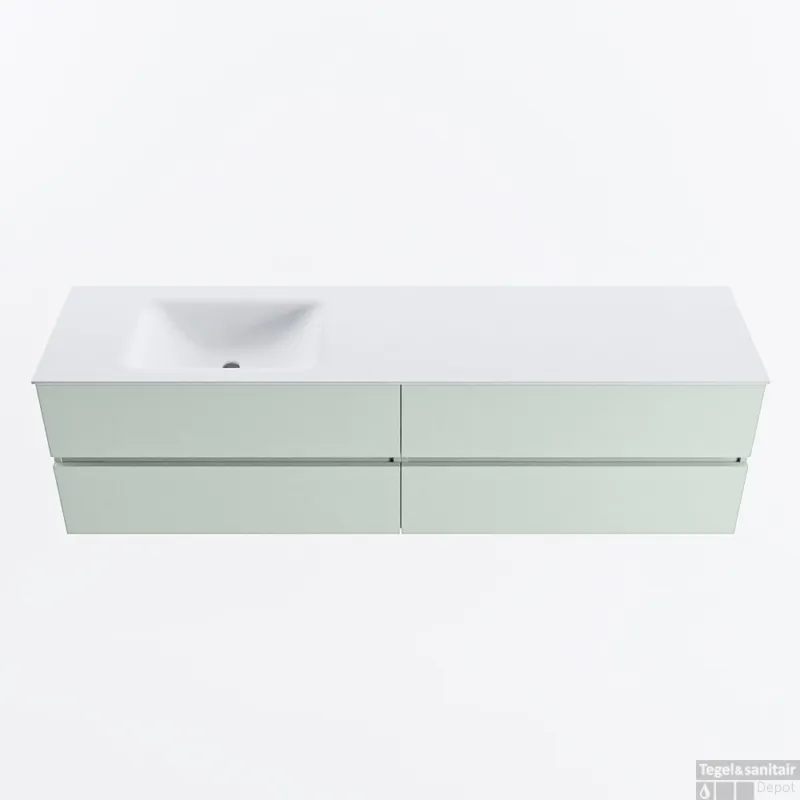 MONDIAZ VICA 180cm badmeubel onderkast Greey 4 lades. Wastafel CLOUD links 1 kraangat, kleur Talc. Bestseller