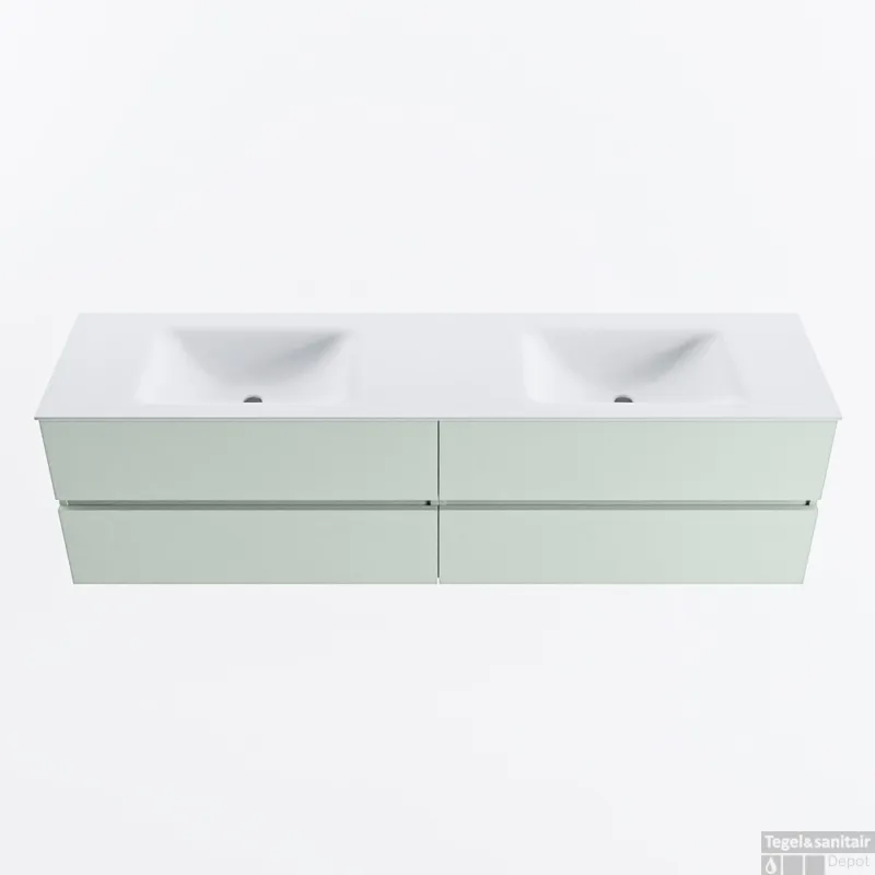Betrouwbaar MONDIAZ VICA 180cm badmeubel onderkast Greey 4 lades. Wastafel CLOUD dubbel 2 kraangaten, kleur Talc.