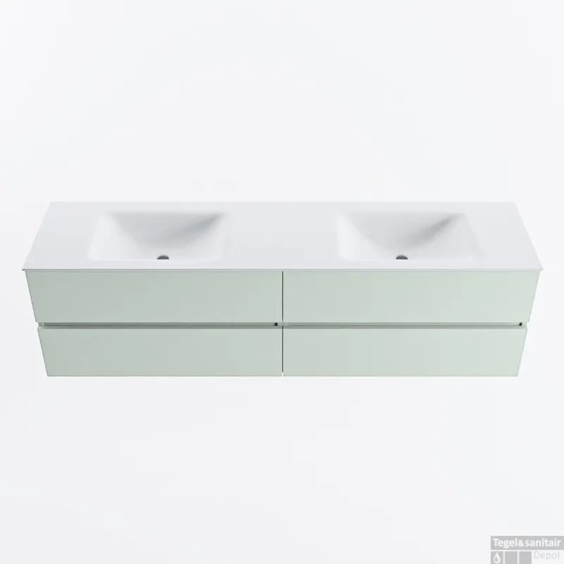 Rechtstreeks Van De Fabrikant MONDIAZ VICA 180cm badmeubel onderkast Greey 4 lades. Wastafel CLOUD dubbel zonder kraangat, kleur Talc.
