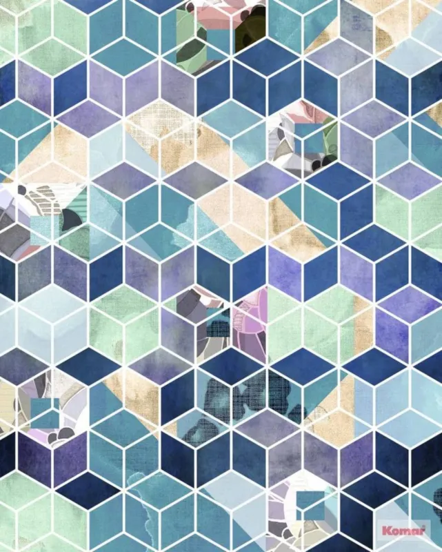 Express Levering Komar Pure Geometric Blue P024-VD2 Behang