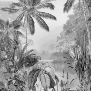 Komar Raw Lac Tropical Black & White R2-008 Behang Gereduceerde Prijs