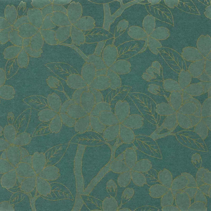 Koopje Behang Little Greene 20th Century Papers Camellia Late 19th Teal