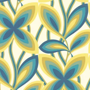 Superprijs Behang Little Greene 20th Century Papers Starflower 1967 Peacock