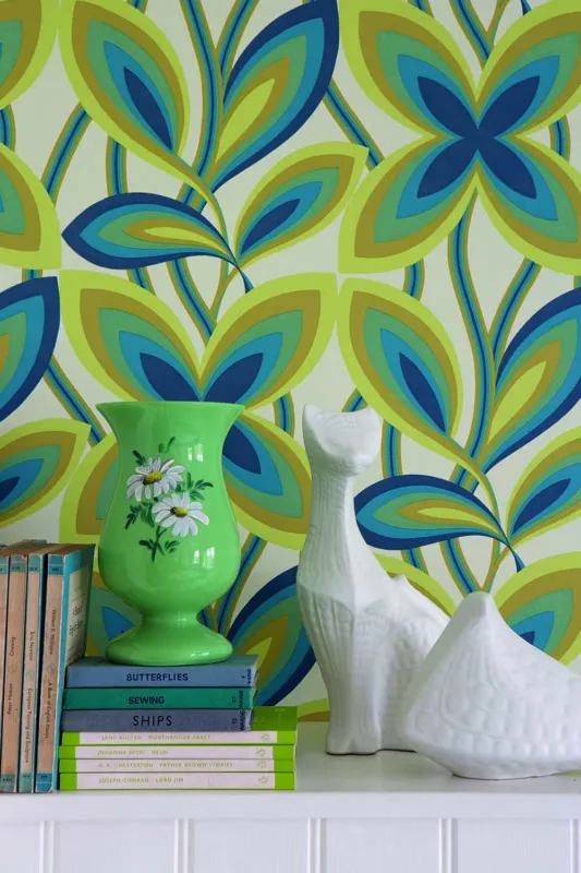 Behang Little Greene 20th Century Papers Starflower 1967 Platinum Lage Kosten