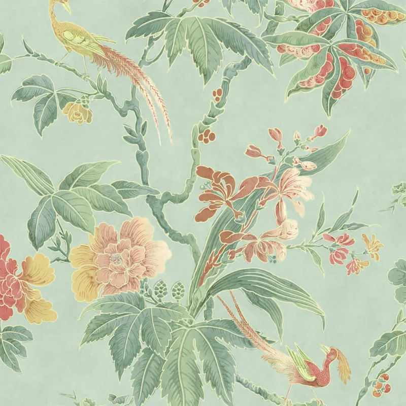 Snelle Levering Behang Little Greene Archive Trails Paradise Aquamarine