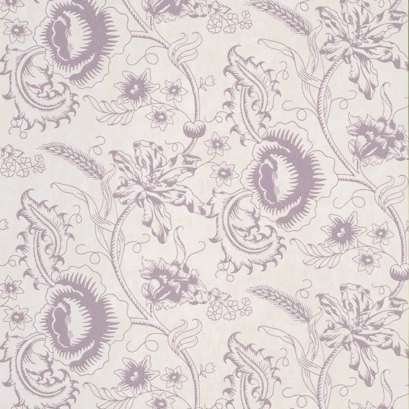 Behang Little Greene Archive Trails II Woodblock Mono Plum Gecertificeerd