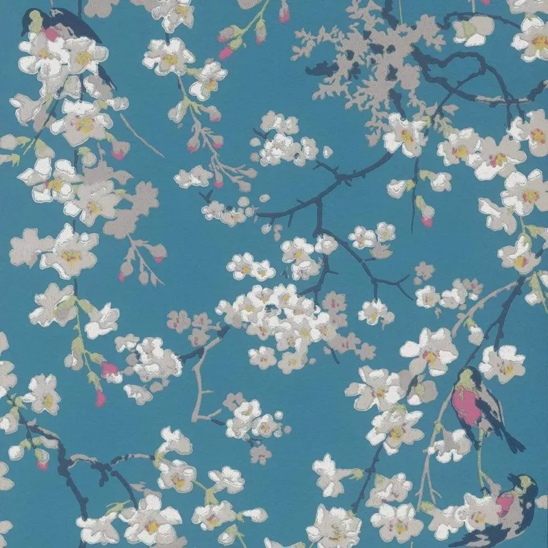 Behang Little Greene National Trust Papers II Massingberd Blossom Deep Blue Rechtstreeks Van De Fabrikant