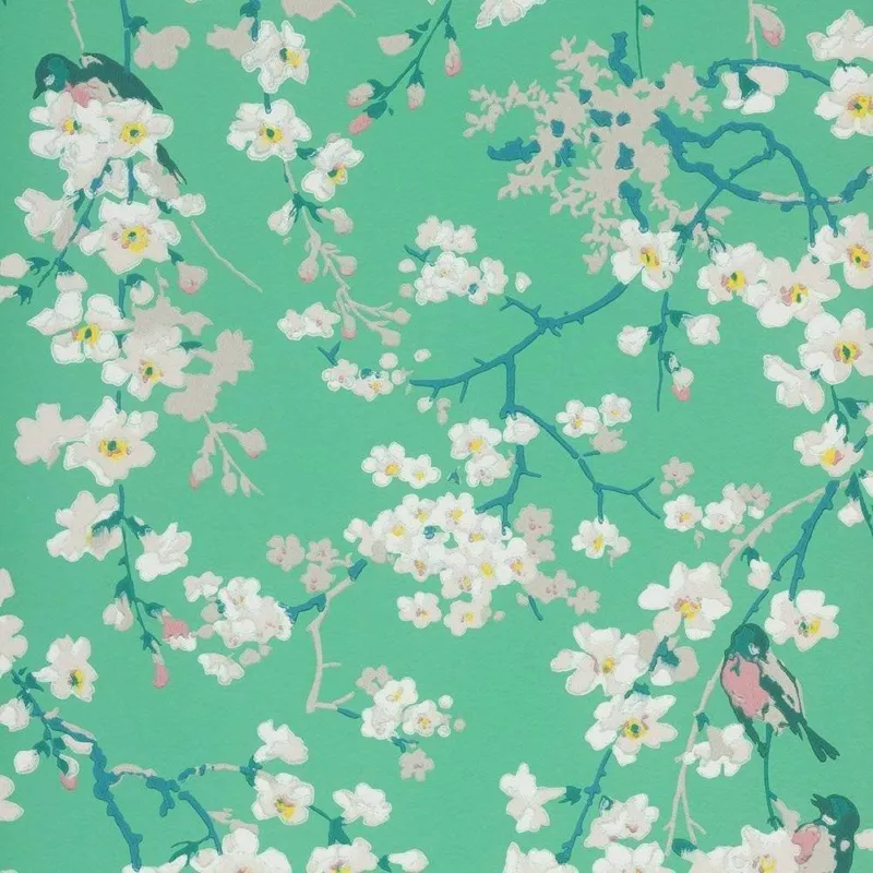 Lage Prijs Behang Little Greene National Trust Papers II Massingberd Blossom Verditer