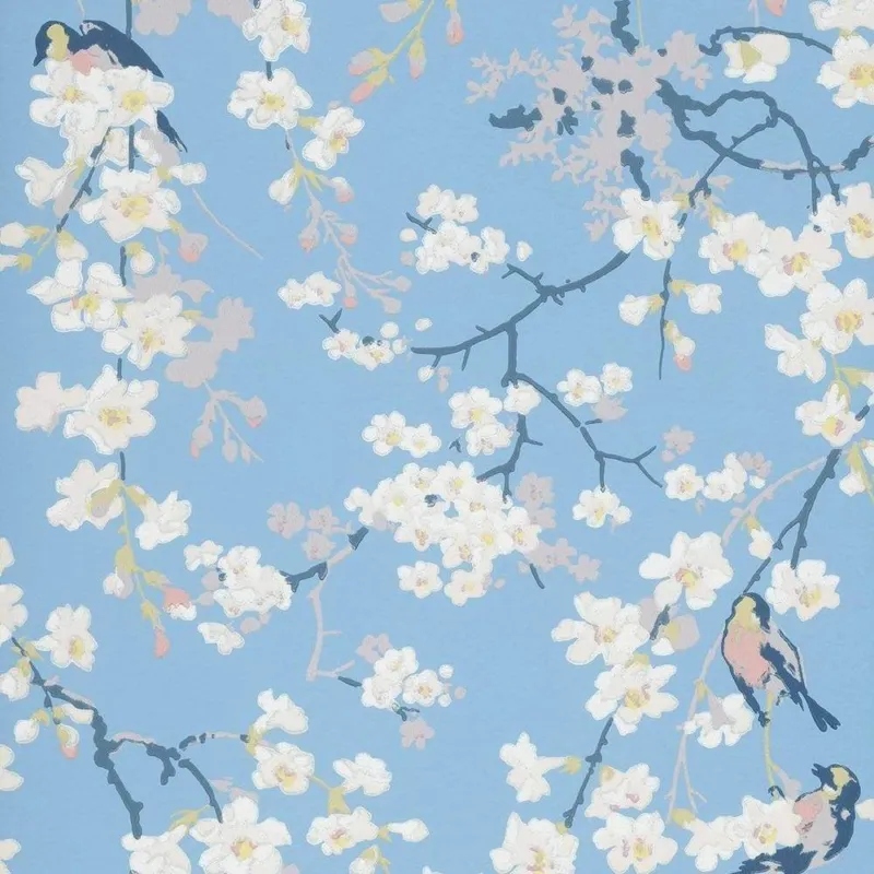Behang Little Greene National Trust Papers II Massingberd Blossom Pale Blue Finale Uitverkoop