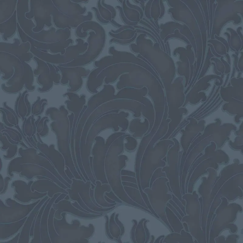 Behang Little Greene National Trust Papers II Tulip Blue Black Hoge Kwaliteit