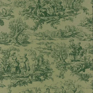 Goedkoop Behang Little Greene National Trust Papers III Lovers Toile Dark Brunswick Green