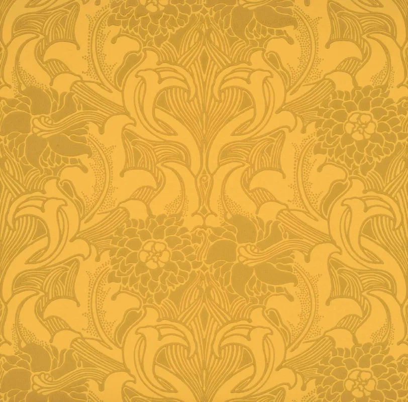 Korting Behang Little Greene National Trust Papers III Dahlia Scroll Giallo