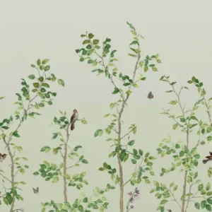 Finale Uitverkoop Behang Little Greene National Trust Papers III Bird & Bluebell Pea Green