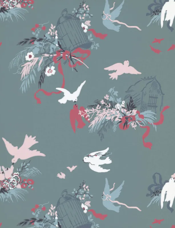 Behang Little Greene National Trust Papers III Voliéres Etruria Populair