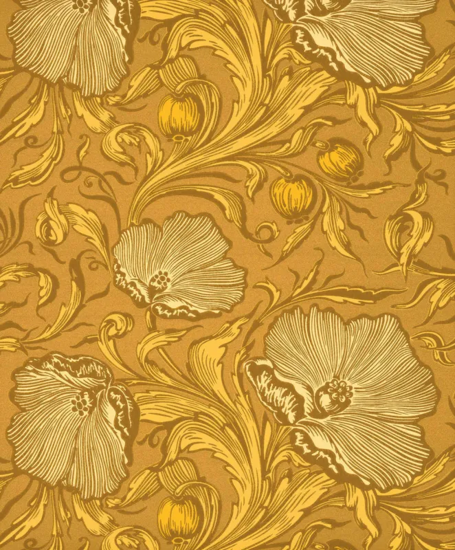 Behang Little Greene National Trust Papers III Poppy Trail Yellow Pink Tijdelijk Beschikbaar