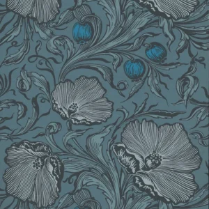 Behang Little Greene National Trust Papers III Poppy Trail Air Force Blue Bestseller