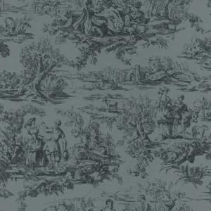 Behang Little Greene National Trust Papers III Lovers Toile Hicks' Blue Rechtstreeks Van De Fabrikant