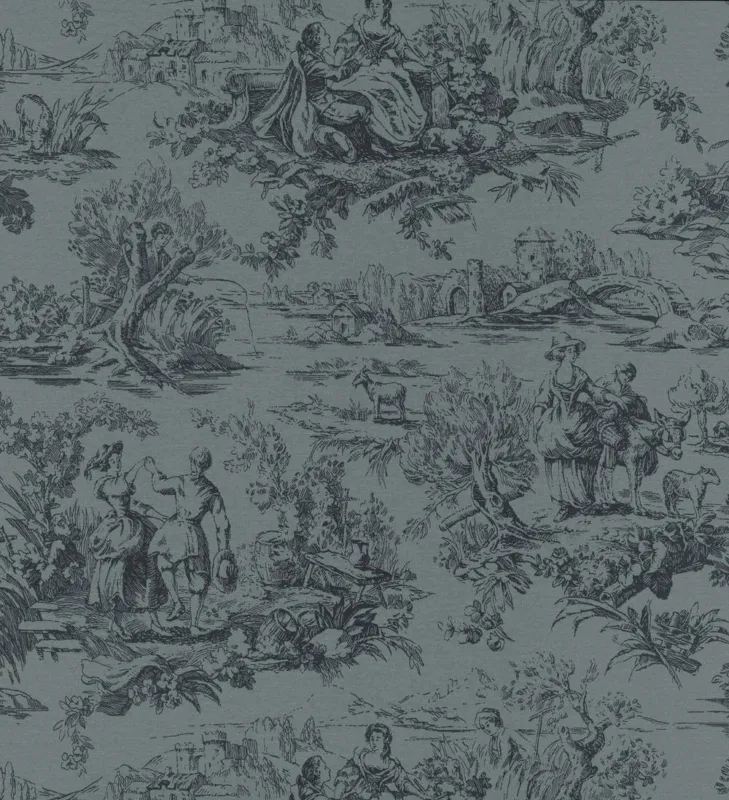 Behang Little Greene National Trust Papers III Lovers Toile Hicks' Blue Rechtstreeks Van De Fabrikant
