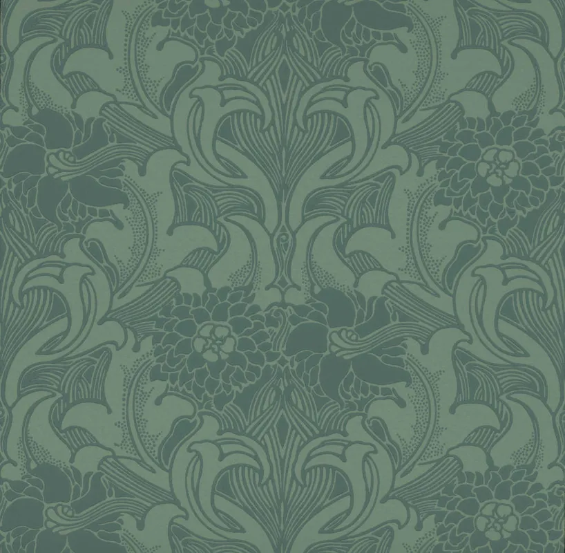 Behang Little Greene National Trust Papers III Dahlia Scroll Tea With Florence Op = Op