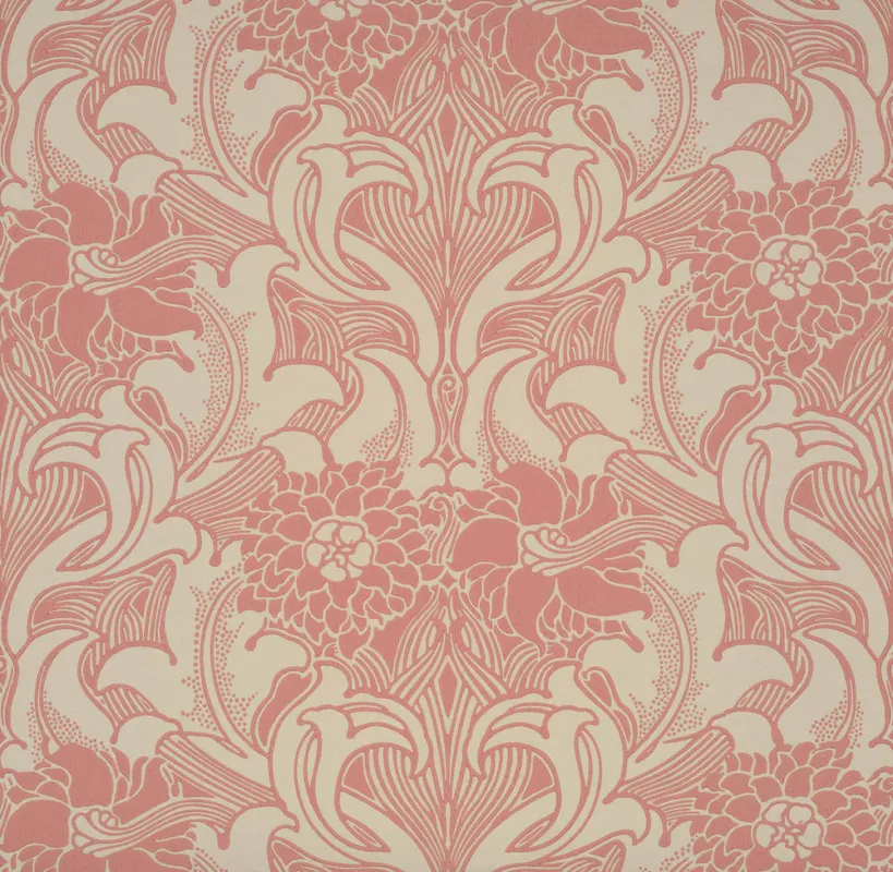 Shop Nu Behang Little Greene National Trust Papers III Dahlia Scroll Carmine