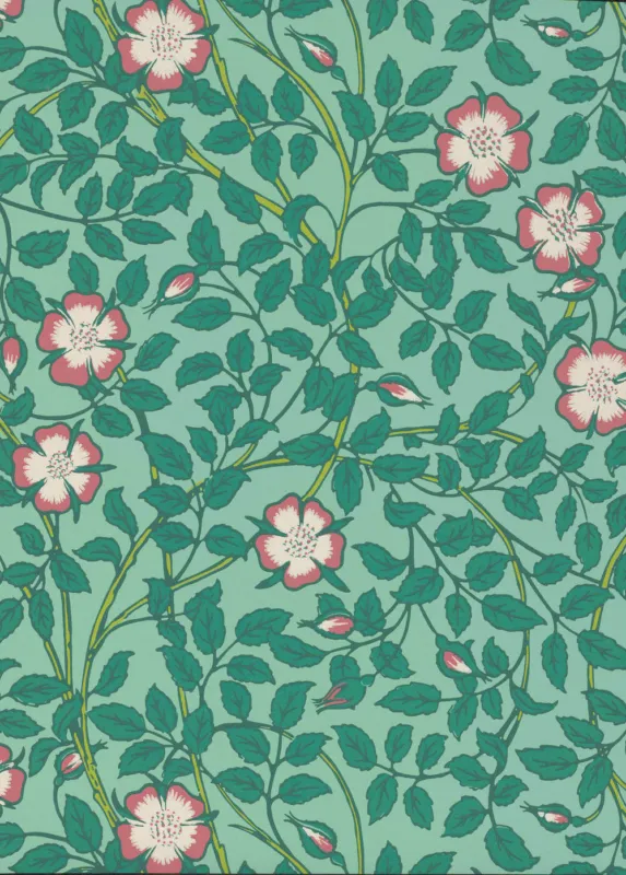 Koop Online Behang Little Greene National Trust Papers III Briar Rose Green Verditer