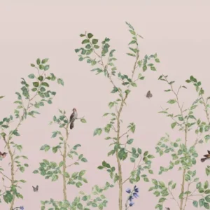 Flitsaanbieding Behang Little Greene National Trust Papers III Bird & Bluebell China Clay