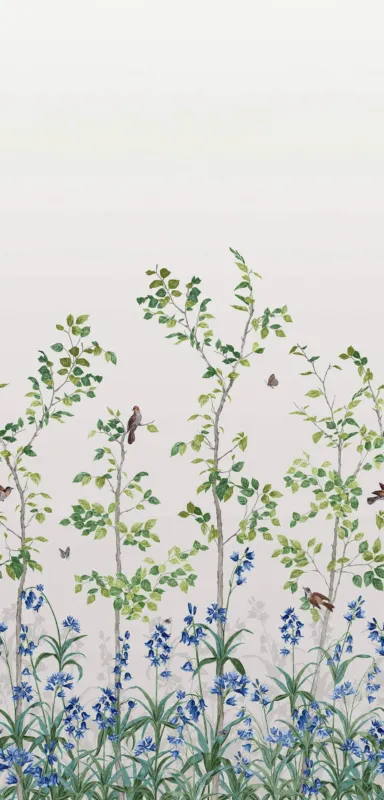 Behang Little Greene National Trust Papers III Bird & Bluebell Ceviche Exclusieve Aanbieding