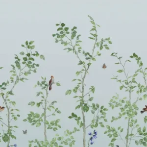 Behang Little Greene National Trust Papers III Bird & Bluebell Celestial Blue Gereduceerde Prijs