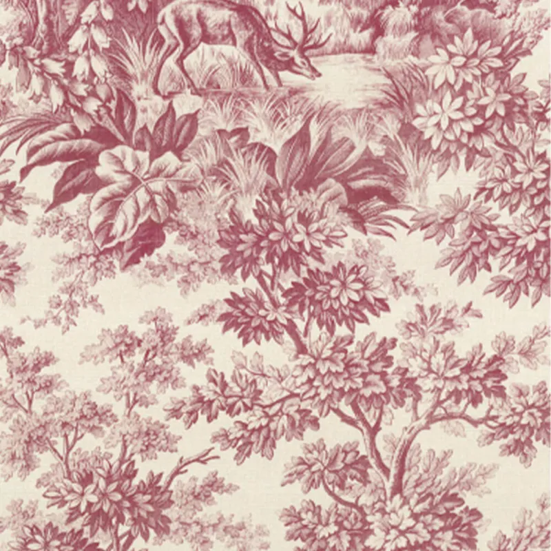 Behang Little Greene Révolution Papers Stag Toile 1895 Burgundy Fabrieksprijs