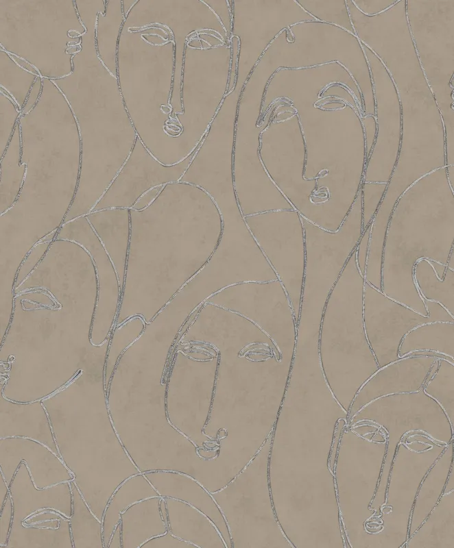 Khroma by Masureel Agathe AGA502 Nefertiti Taupe Behang Beperkt Aanbod