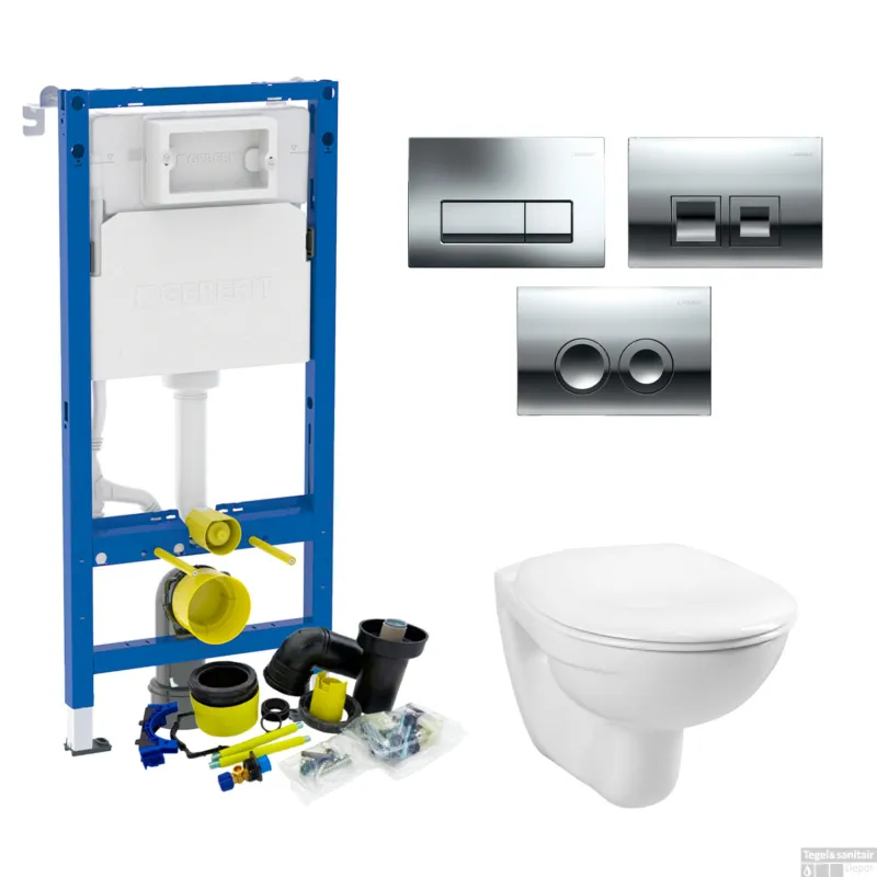 Actieprijs Geberit UP100 Toiletset Compleet Start Inbouwreservoir Wandcloset met drukplaat