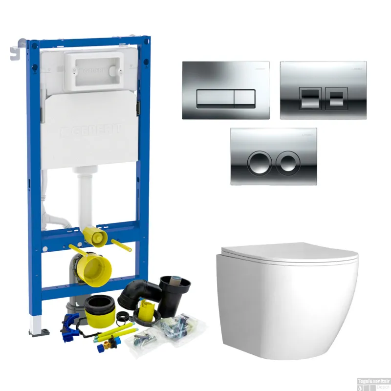 Geberit UP100 Toiletset Compleet Inbouwreservoir Mudo Randloos Drukplaat Tijdelijk Beschikbaar