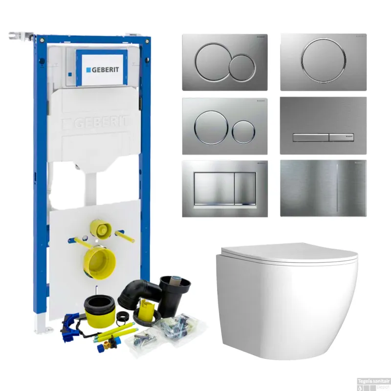 Must-Have Geberit UP320 Toiletset Compleet Inbouwreservoir Mudo Randloos Drukplaat