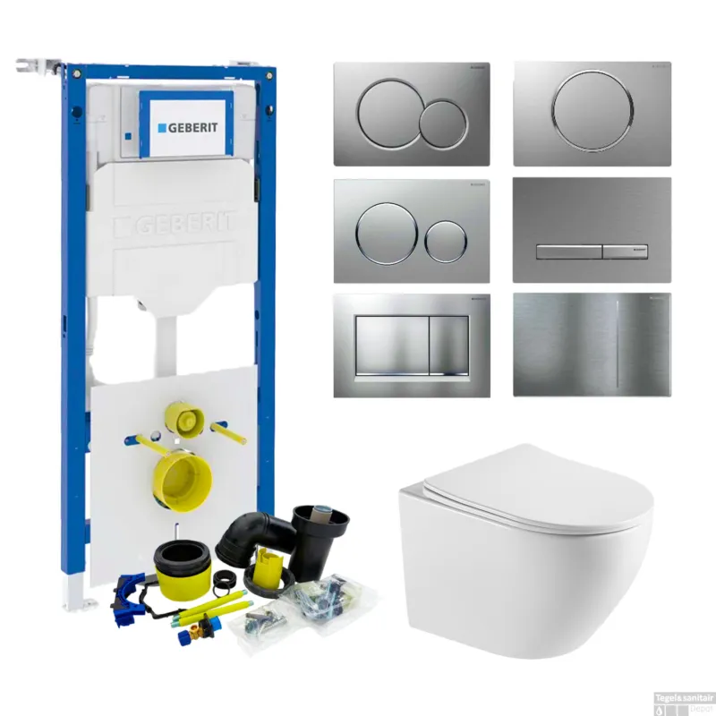 Geberit up320 Toiletset BWS Mudo Mat Wit Randloos met Zitting Sigma Drukplaat Meest Verkocht