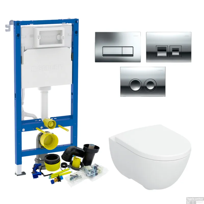 Weekendaanbieding Geberit up100 Toiletset Tropea By Geberit Softclose Delta Drukplaat
