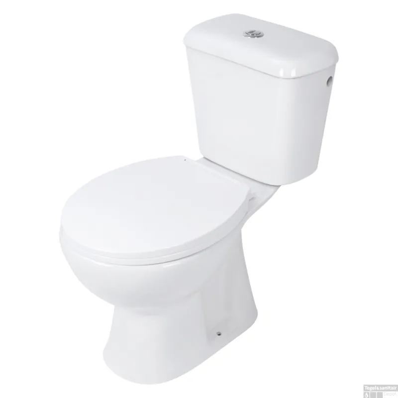 Toiletpot Differnz Staand Met AO Uitgang Inclusief Toiletbril Wit Beperkt Aanbod