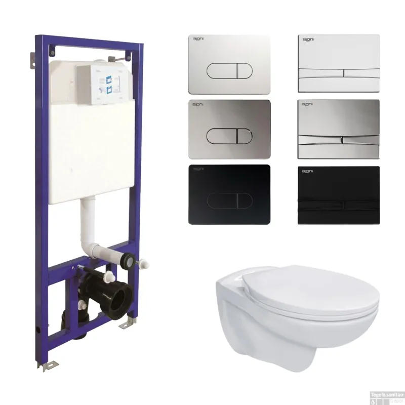 Veilige Betaling Toiletset Budget Set 01 Basic Pro Randloos Wit Met BWS Drukplaat