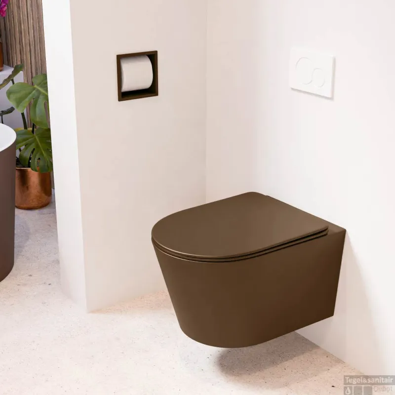 MONDIAZ LAVIE hangend toilet single fire rimless diepspoel Rust, Toiletzitting met quick-release & softclose Rust Koop Online