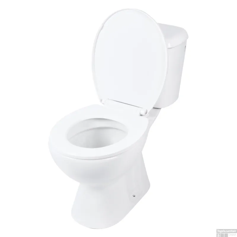 Merkproduct Toiletpot Differnz Staand Met PK Uitgang Inclusief Toiletbril Wit