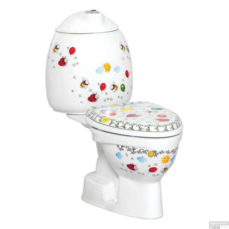 Staand Kindertoilet BWS Flower Muur Aansluiting (Exclusief Zitting) Direct Beschikbaar
