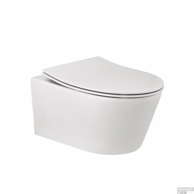 Gecertificeerd Wandtoilet BWS Calitri Urb.y 52 cm Rimfree Wit