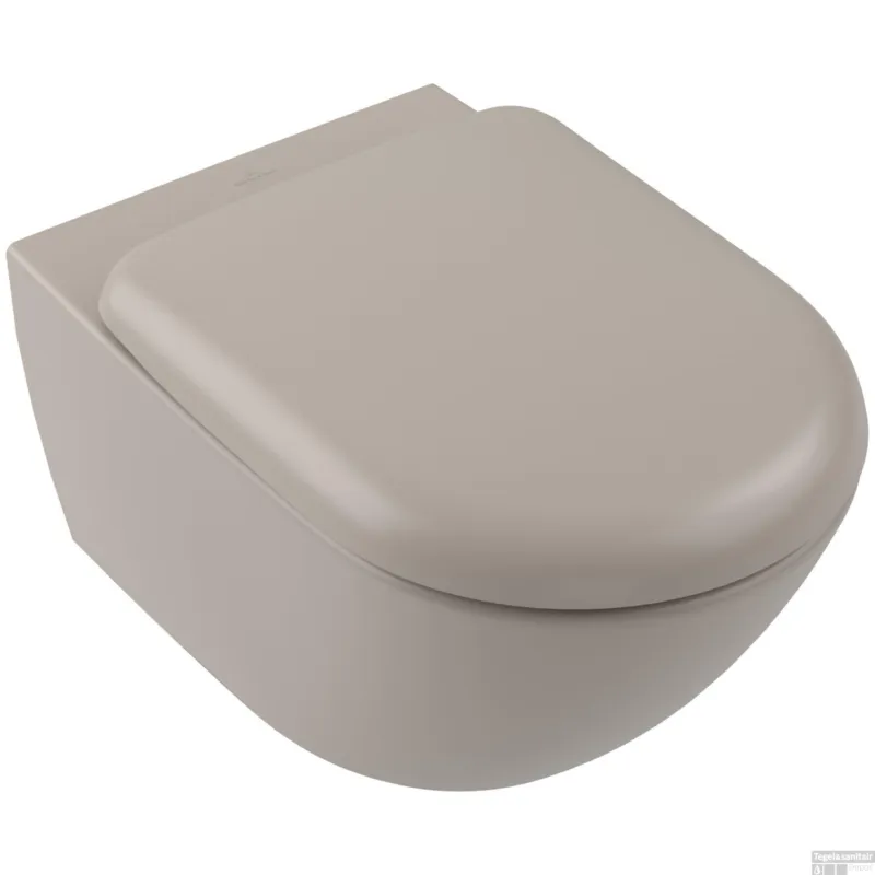 Tijdelijk Beschikbaar Wandcloset Villeroy & Boch Antao-Subway 3.0 CeramicPlus Wandcloset Diepspoel Zonder Spoelrand met TwistFlush Almond (excl. zitting)