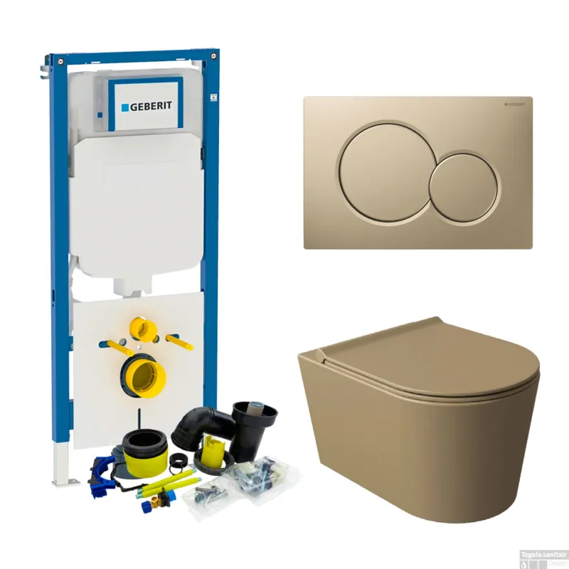 Geberit UP720 Toiletset Compleet Inbouwreservoir Salenzi Civita Mat Taupe Met drukplaat Populair