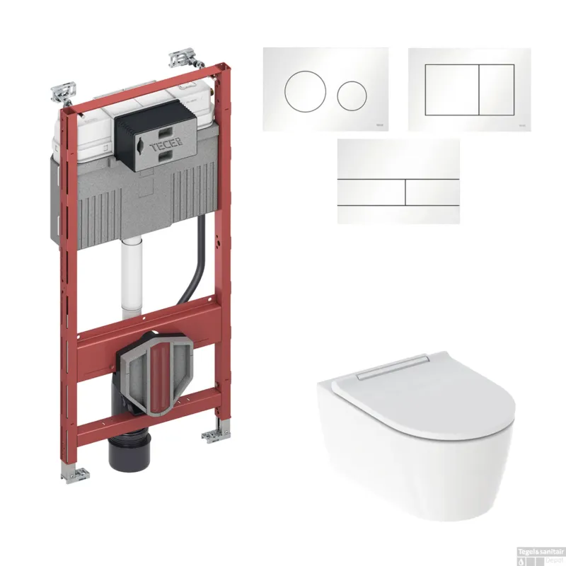 TECE Profile Inbouwreservoir Toiletset Geberit ONE Rimless Diepspoel Turboflush Wit met drukplaat Hete Deal