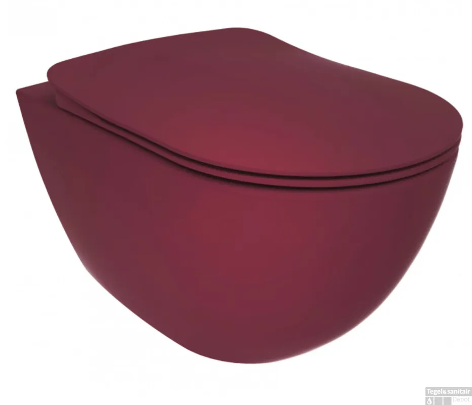 Wandcloset BWS Rimoff Ophang Toilet Zonder Bidet Berry Weekendaanbieding