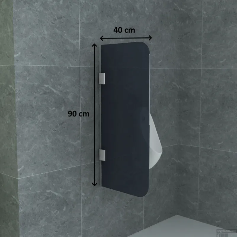 Voordeelprijs Urinoirscherm Schaamschot BWS Perry 40x90 cm Rookglas Zwart