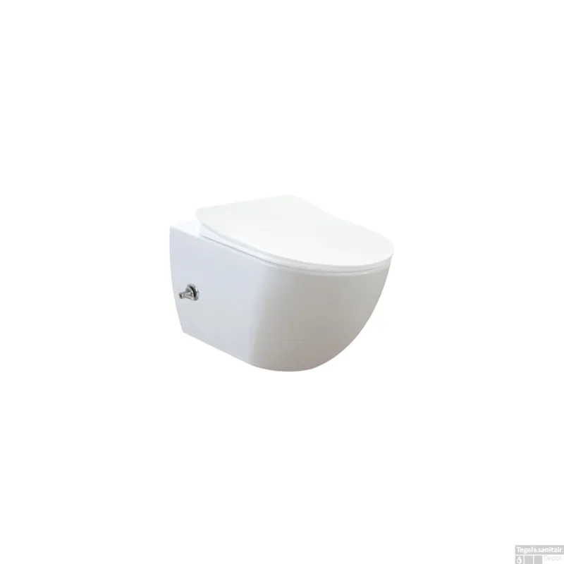 Wandcloset BWS Freedom Randloos met Bidetkraan Warm en Koudwater Wit (Excl. Zitting) Flitsaanbieding