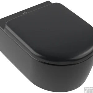 Uitverkoop Toilet Villeroy & Boch Skyla Combipack met Zitting 49x36x35 cm TwistFlush Pure Black CeramicPlus