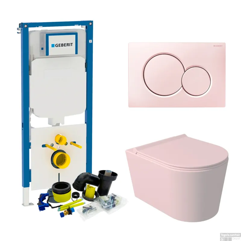 Geberit UP720 Toiletset Wandcloset Salenzi Civita Mat Roze met Sigma 01 Drukplaat Koop Online